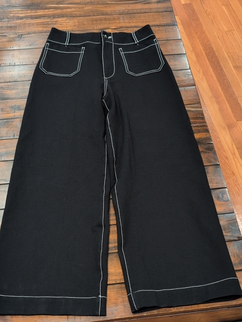 Maeve Colette Ponte Contrast Stitch Wide Leg Pant Ankle Length Tall 27.5" Inseam - Picture 3 of 9
